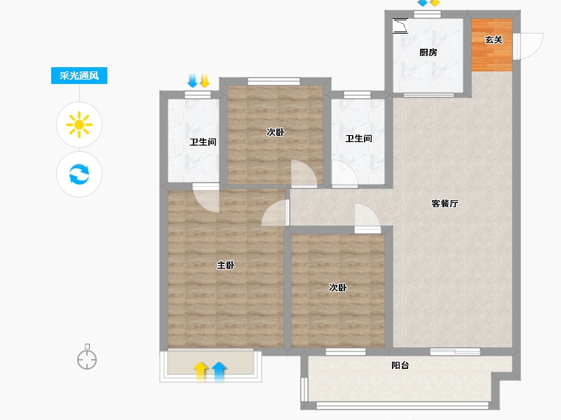 江苏省-扬州市-中海华樾-100.00-户型库-采光通风