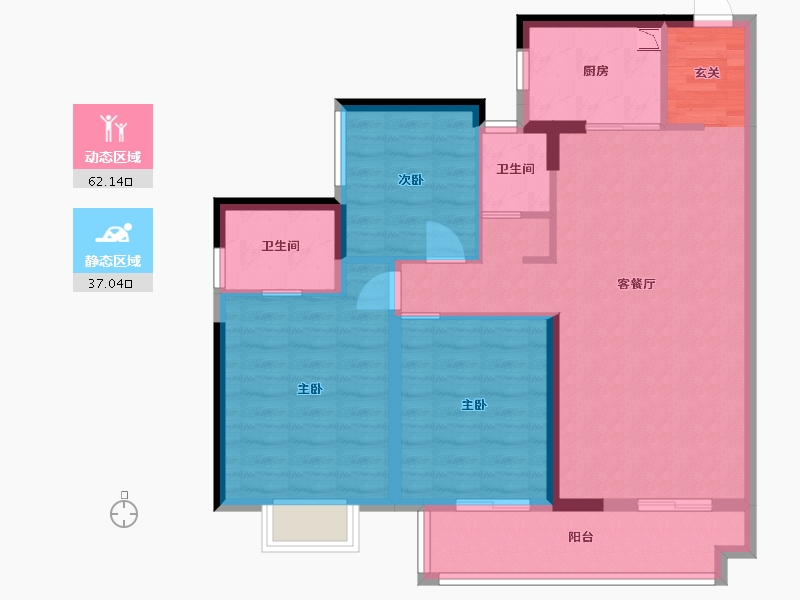 广东省-东莞市-旭辉江山墅-88.61-户型库-动静分区