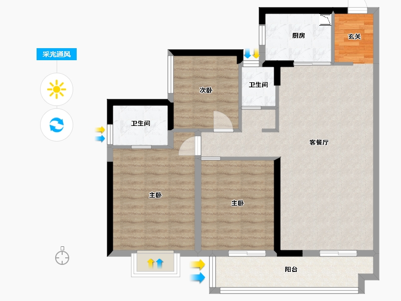 广东省-东莞市-旭辉江山墅-88.61-户型库-采光通风