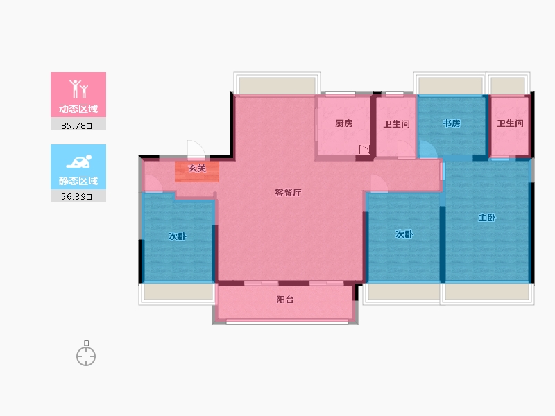 江苏省-扬州市-美的禹洲国宾府-128.01-户型库-动静分区