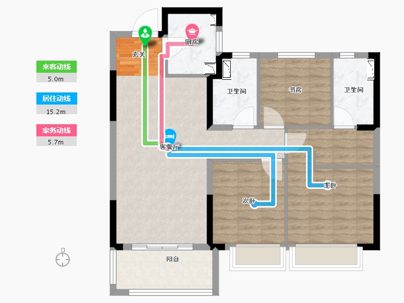 浙江省-温州市-新力琥珀园-88.00-户型库-动静线