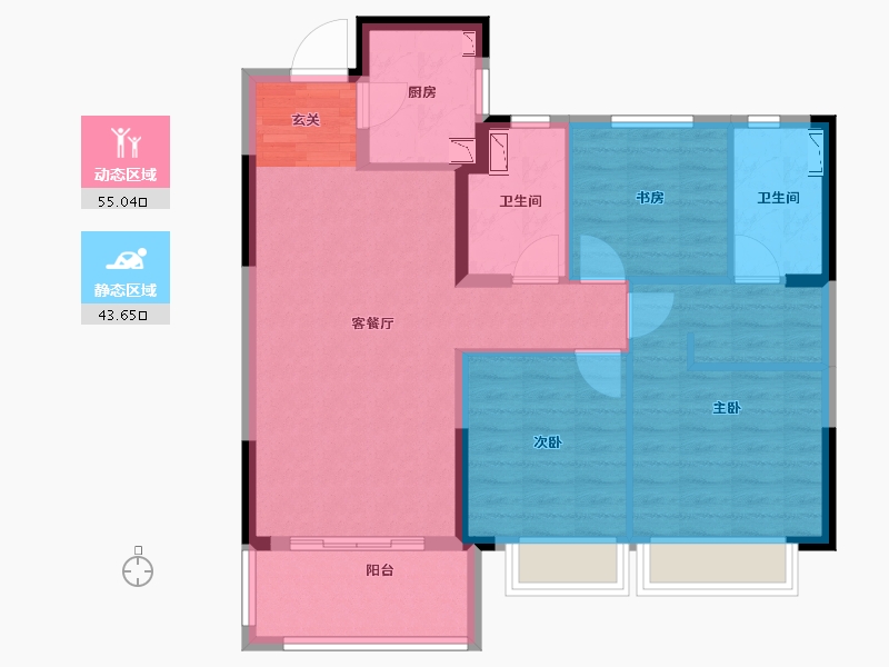 浙江省-温州市-新力琥珀园-88.00-户型库-动静分区