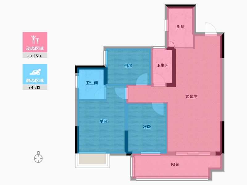 广西壮族自治区-桂林市-新安厦・学府滨江-73.73-户型库-动静分区