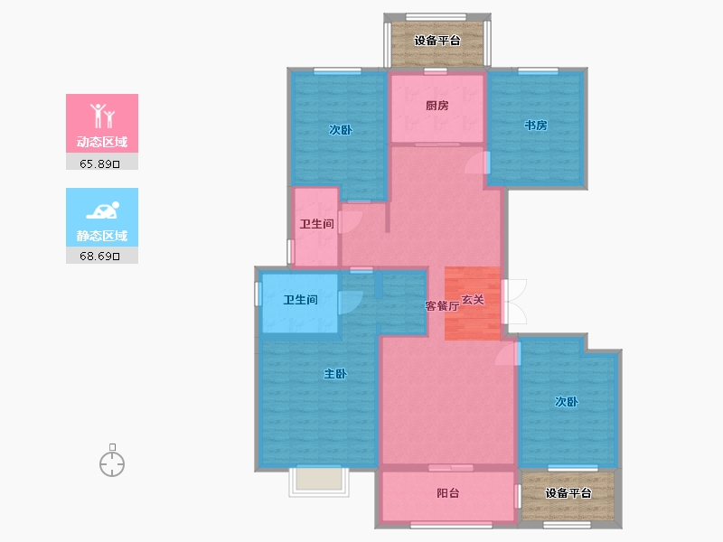 河北省-石家庄市-中冶德贤华府-130.38-户型库-动静分区