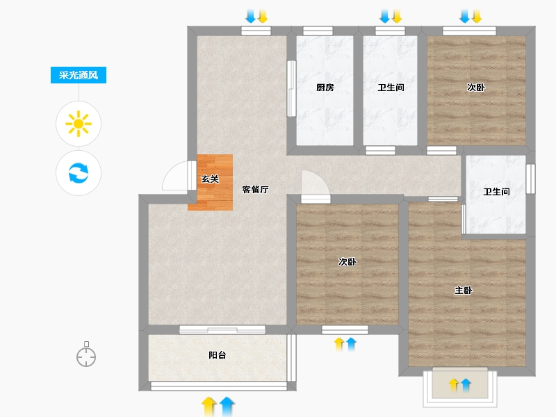 河北省-石家庄市-滨江荣盛华府-75.99-户型库-采光通风