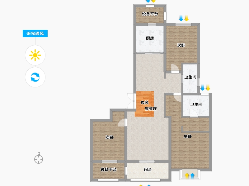 河北省-石家庄市-中冶德贤华府-115.89-户型库-采光通风