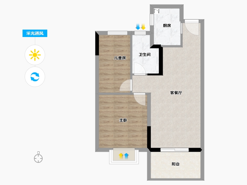 广西壮族自治区-北海市-雅居乐金海湾-60.78-户型库-采光通风