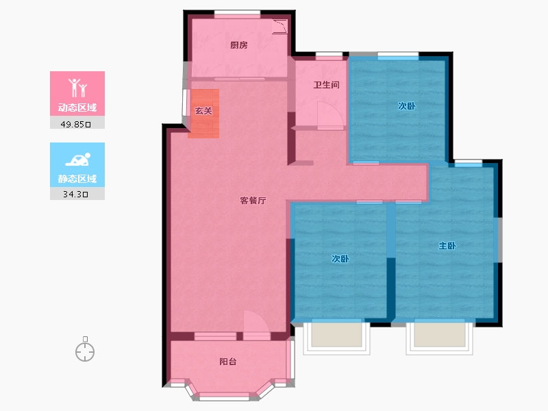 河北省-石家庄市-亨伦观唐名邸-74.73-户型库-动静分区