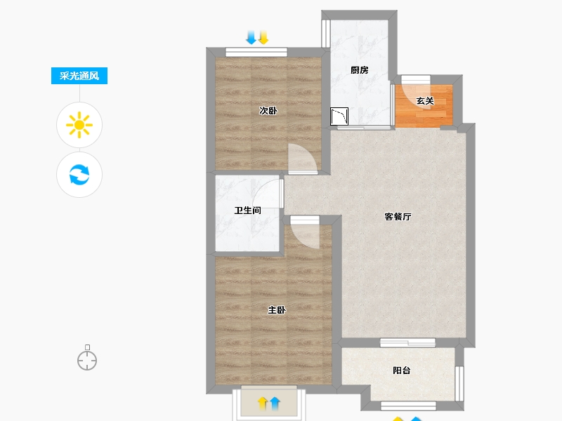 河北省-石家庄市-万科翡翠书院-56.99-户型库-采光通风