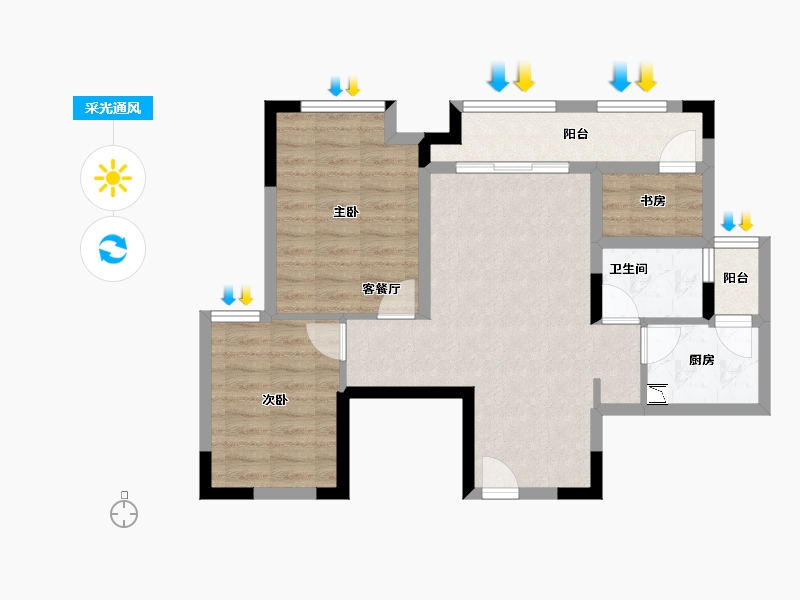重庆-重庆市-光华安纳溪湖-67.10-户型库-采光通风