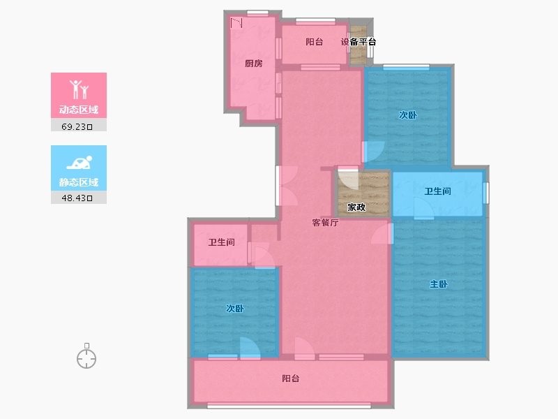 河北省-石家庄市-万科翡翠书院-108.79-户型库-动静分区