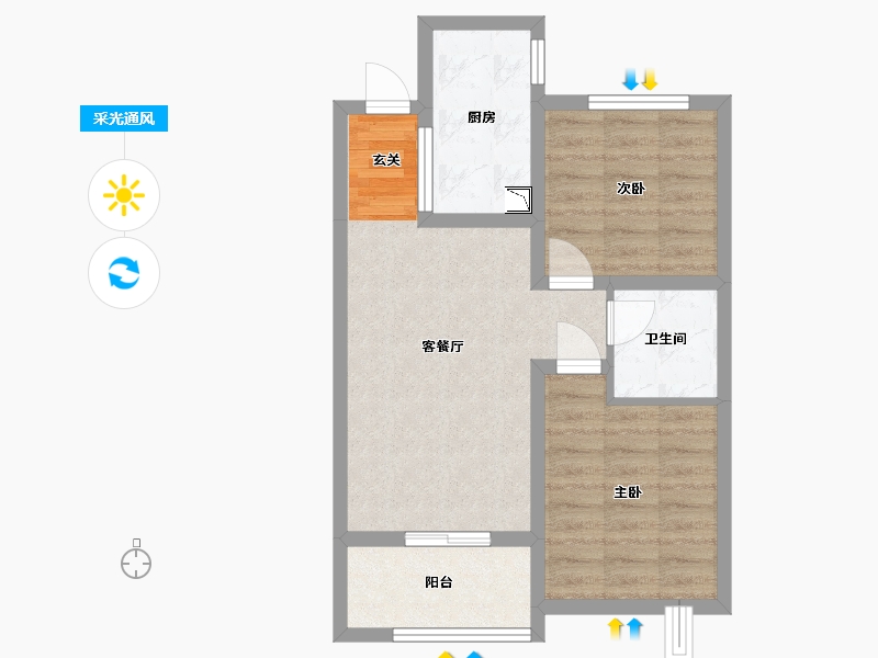 河北省-石家庄市-融创财富壹号-57.31-户型库-采光通风