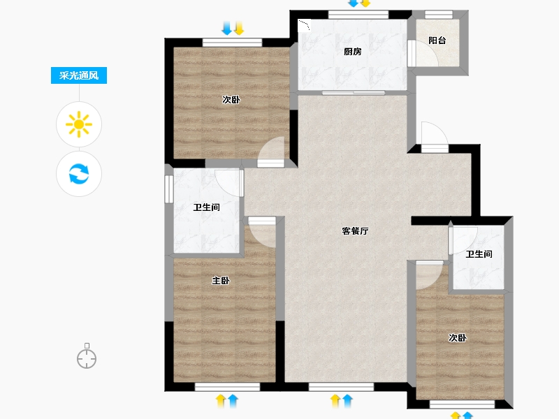 河北省-秦皇岛市-皓月・天墅-83.22-户型库-采光通风