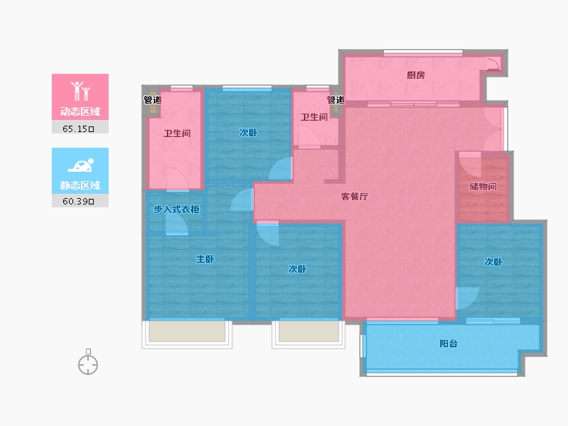 河南省-郑州市-龙湖・景粼玖序-113.22-户型库-动静分区