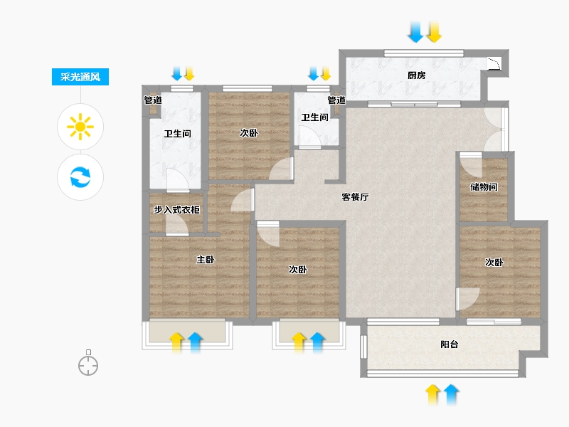 河南省-郑州市-龙湖・景粼玖序-113.22-户型库-采光通风