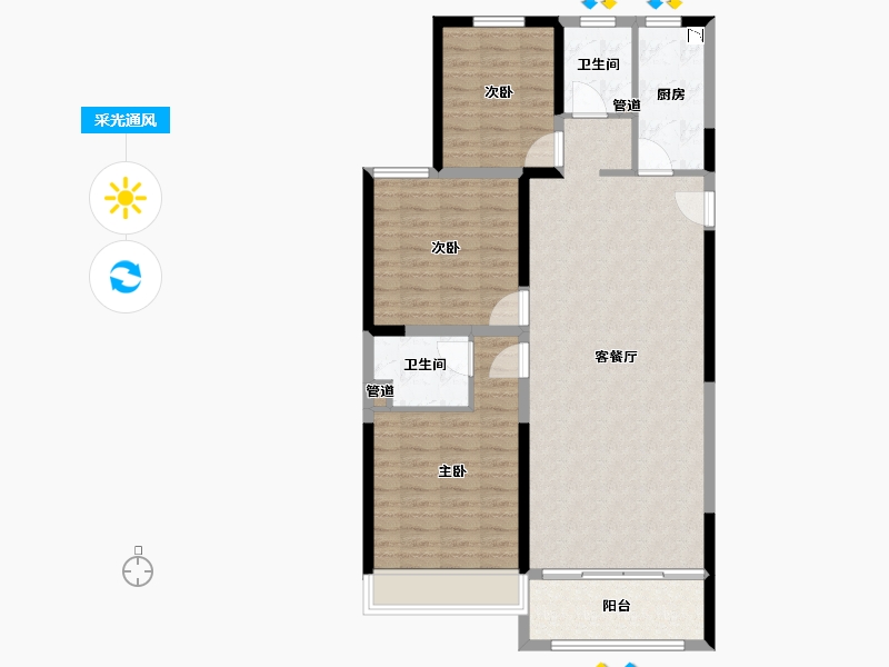 河南省-郑州市-亚星环翠居-100.80-户型库-采光通风