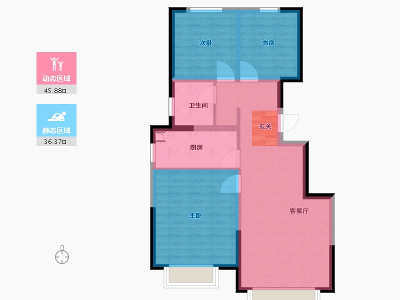 天津-天津市-当代公园阅ΜΟΜΛ-73.60-户型库-动静分区