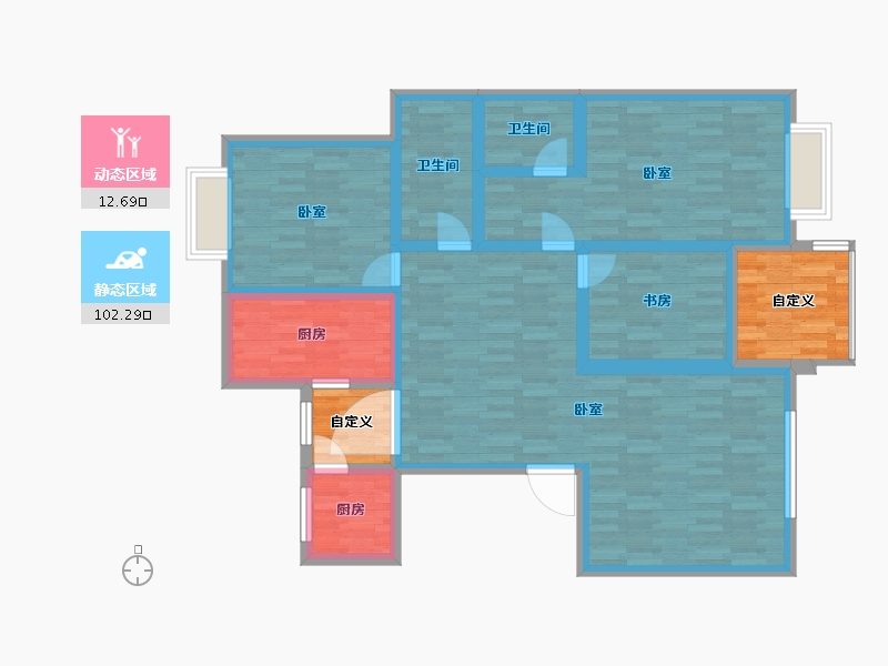 河南省-郑州市-太极公馆-111.96-户型库-动静分区