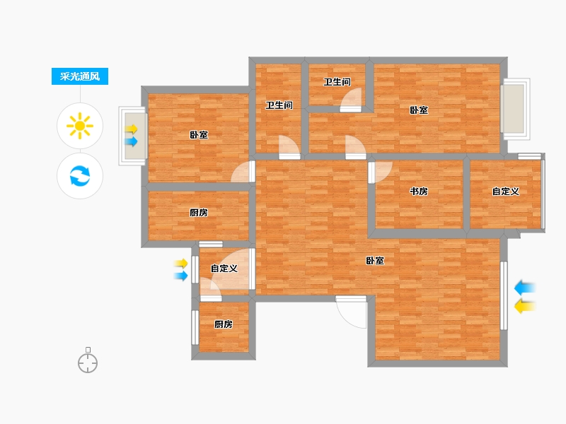 河南省-郑州市-太极公馆-111.96-户型库-采光通风