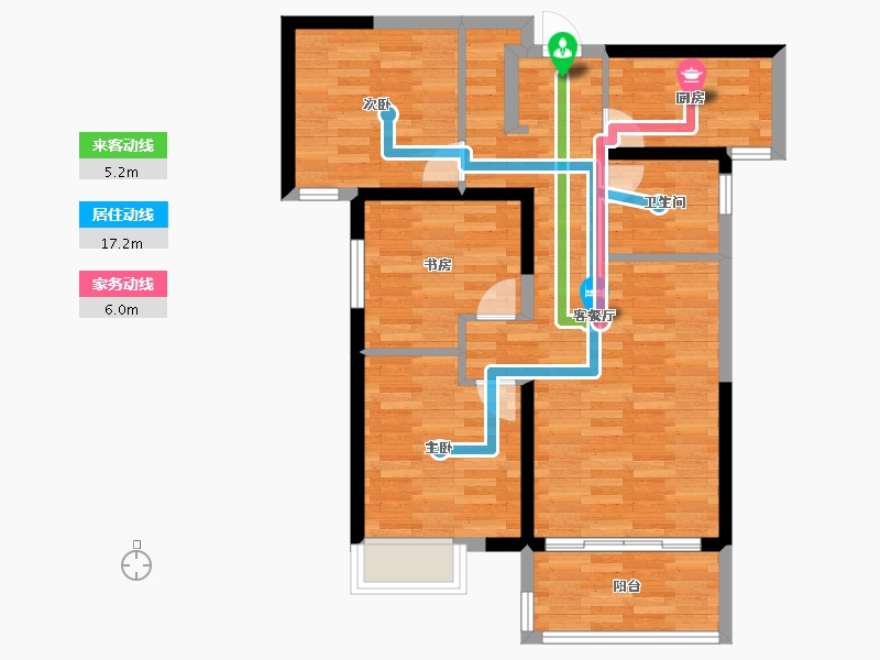 湖南省-长沙市-北辰C2-74.00-户型库-动静线