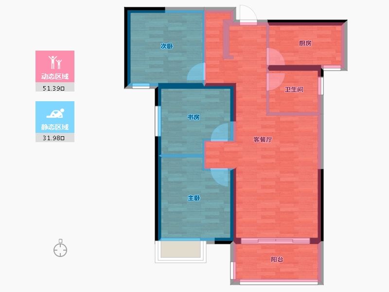 湖南省-长沙市-北辰C2-74.00-户型库-动静分区