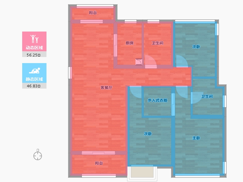 浙江省-嘉兴市-中交四季美庐-91.30-户型库-动静分区