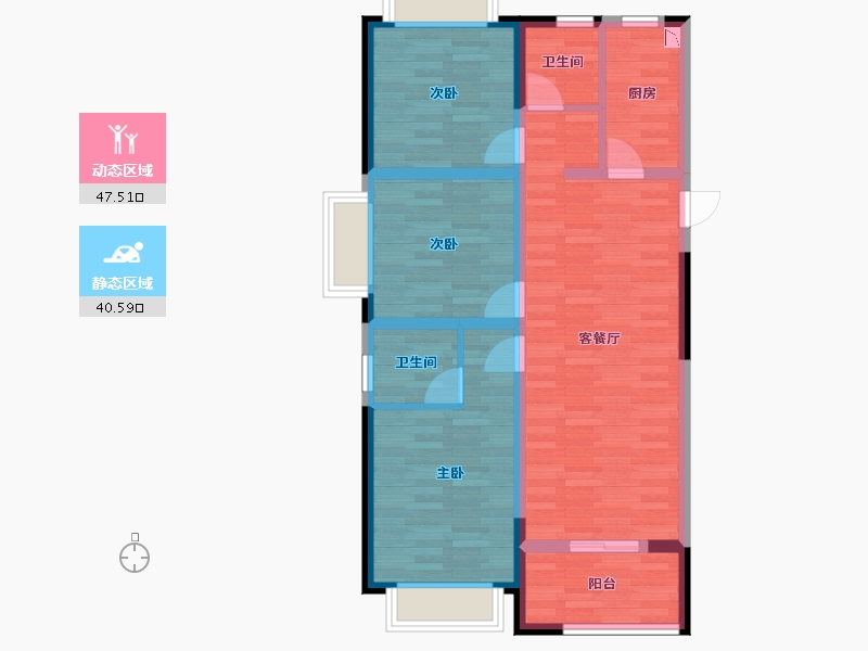 安徽省-合肥市-长虹世纪荣廷三期-77.95-户型库-动静分区