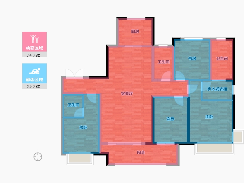 陕西省-宝鸡市-吾悦广场-120.05-户型库-动静分区