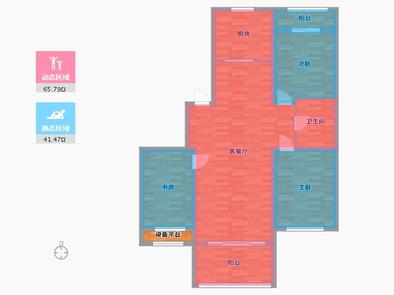 辽宁省-盘锦市-泰郡三期-98.14-户型库-动静分区