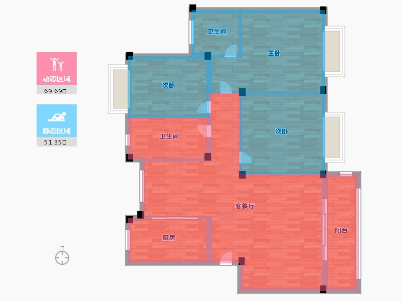 浙江省-宁波市-绿都小区-109.99-户型库-动静分区