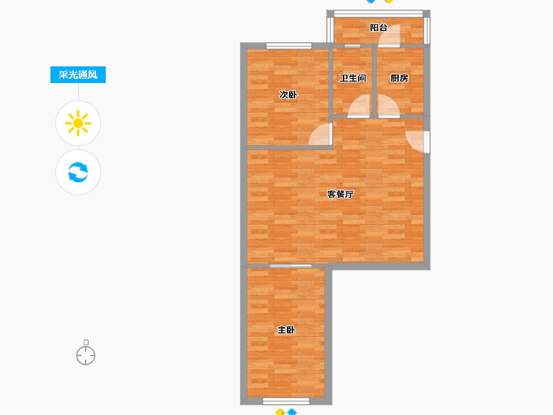 天津-天津市-远翠中里-63.76-户型库-采光通风