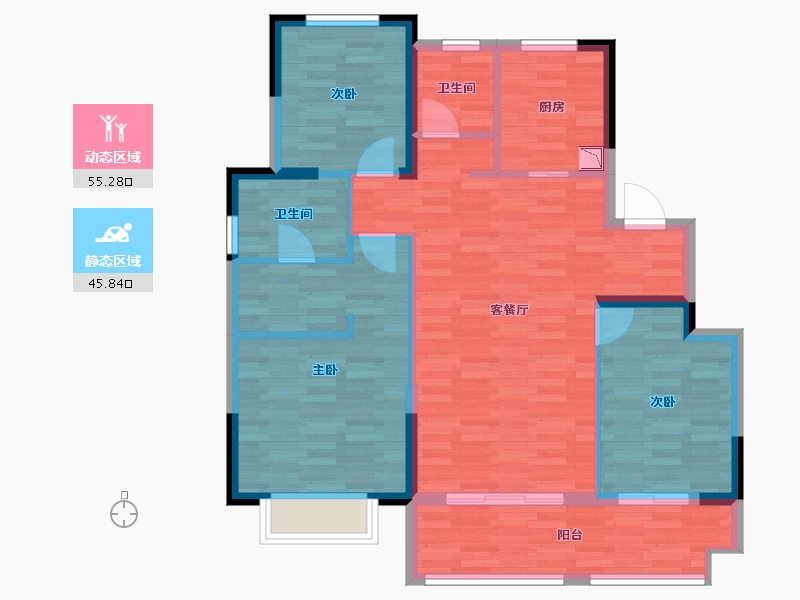 浙江省-宁波市-绿地海湾-90.93-户型库-动静分区