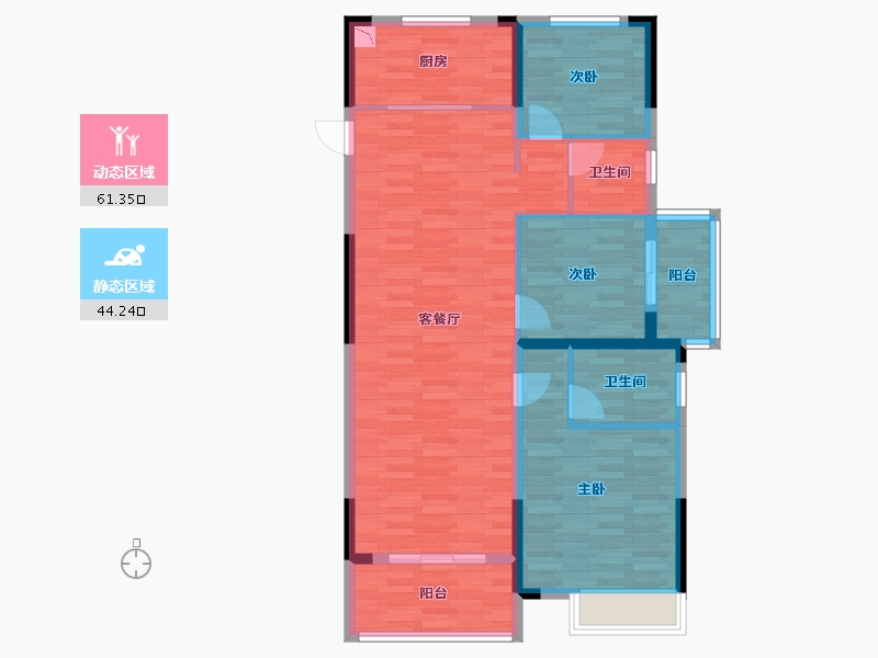 浙江省-绍兴市-天章华府-95.16-户型库-动静分区