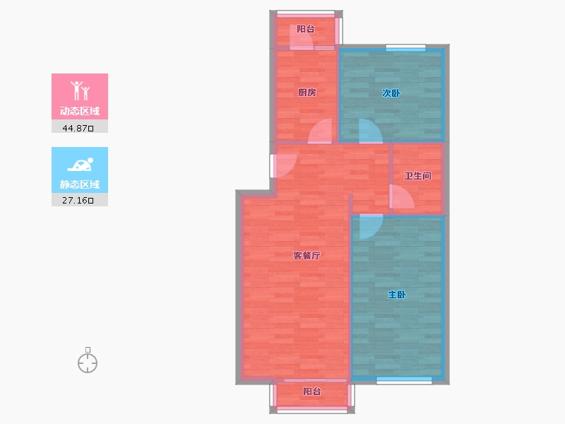 北京-北京市-和谐家园二区-65.51-户型库-动静分区