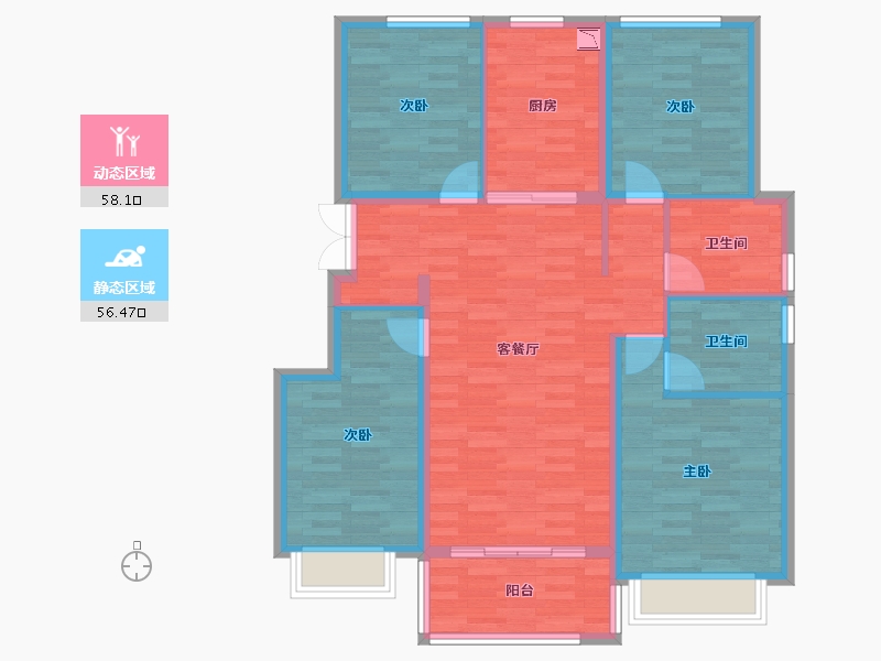 浙江省-宁波市-宏地首府-103.07-户型库-动静分区