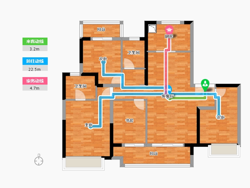 湖南省-长沙市-湖山赋-105.00-户型库-动静线