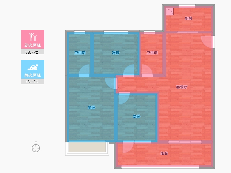 河北省-邢台市-保利时光印象-90.44-户型库-动静分区