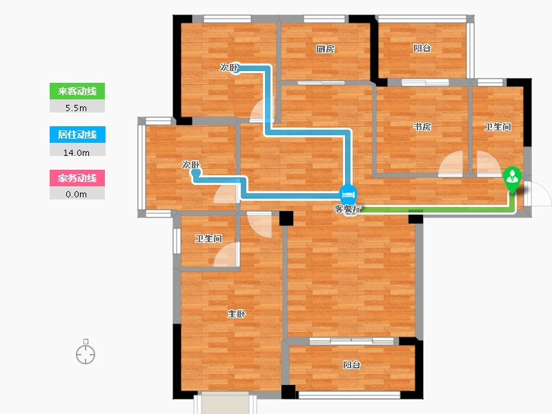 湖北省-咸宁市-金桂名苑-99.40-户型库-动静线