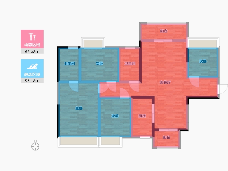 四川省-绵阳市-敏捷悦江府-110.01-户型库-动静分区