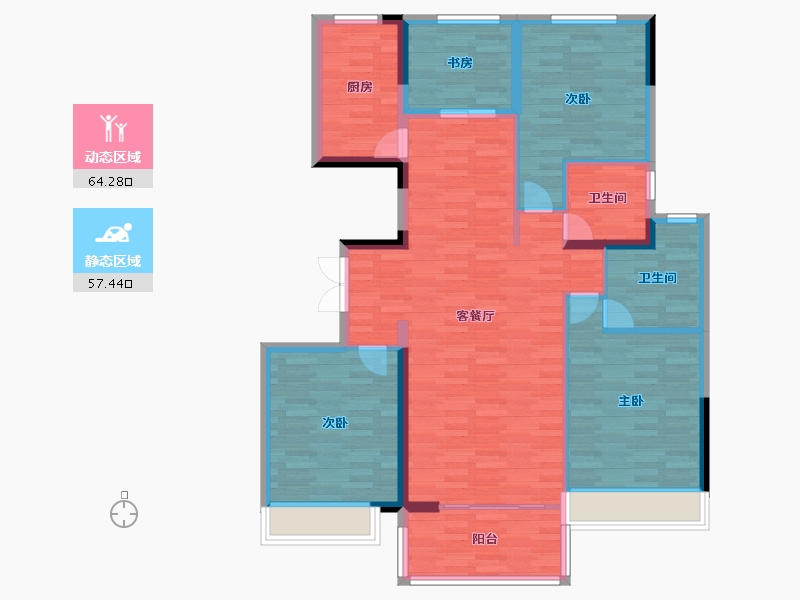 山东省-菏泽市-龙翔南湖公馆-110.00-户型库-动静分区