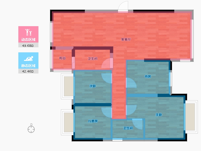 湖南省-长沙市-振业城-82.16-户型库-动静分区