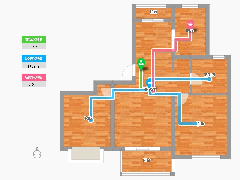 江苏省-无锡市-绿地波士顿公馆-76.47-户型库-动静线