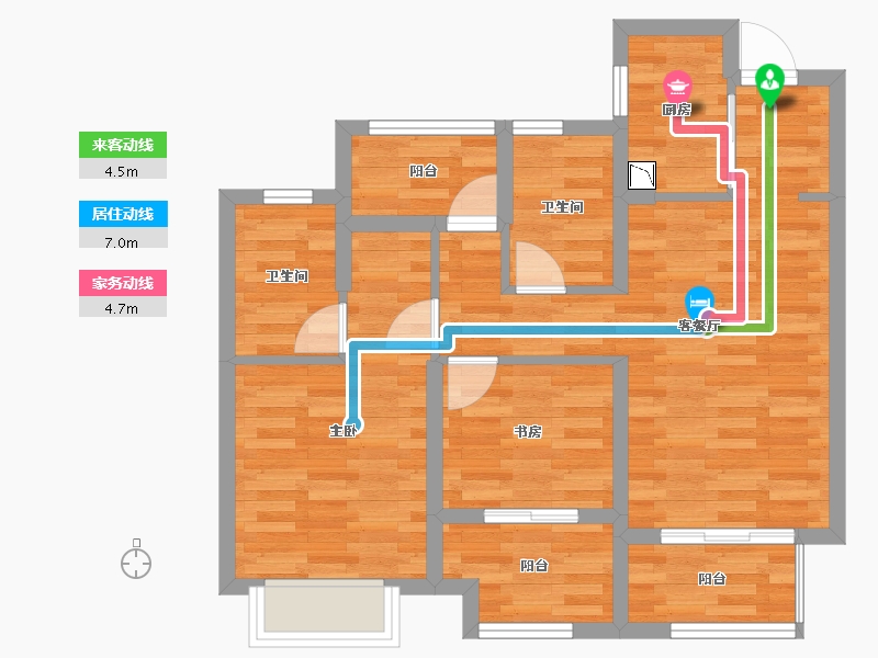 浙江省-嘉兴市-萃湖上郡-66.54-户型库-动静线