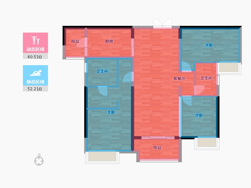 重庆-重庆市-长嘉汇-100.76-户型库-动静分区