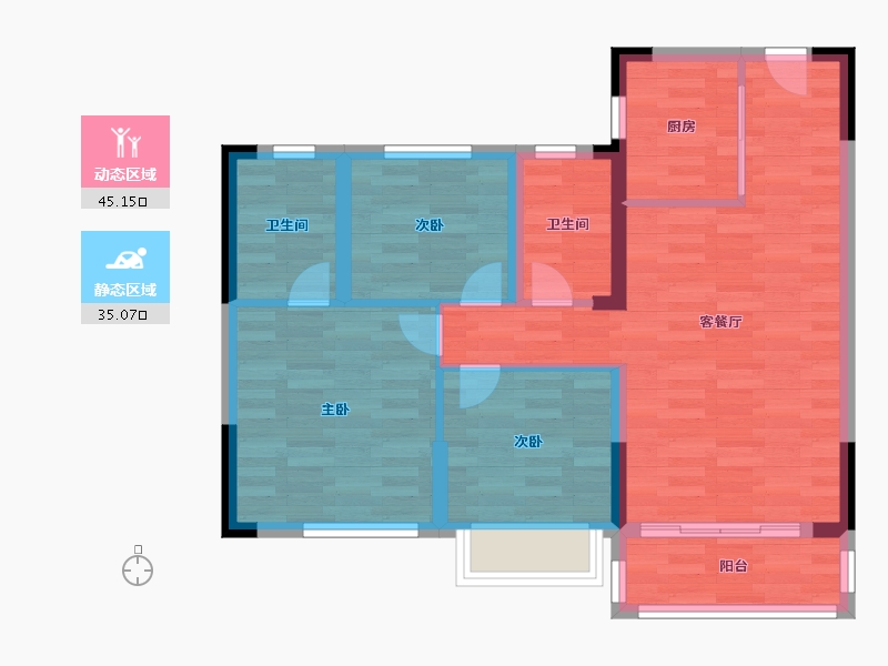 浙江省-绍兴市-碧桂园钱塘府-71.35-户型库-动静分区