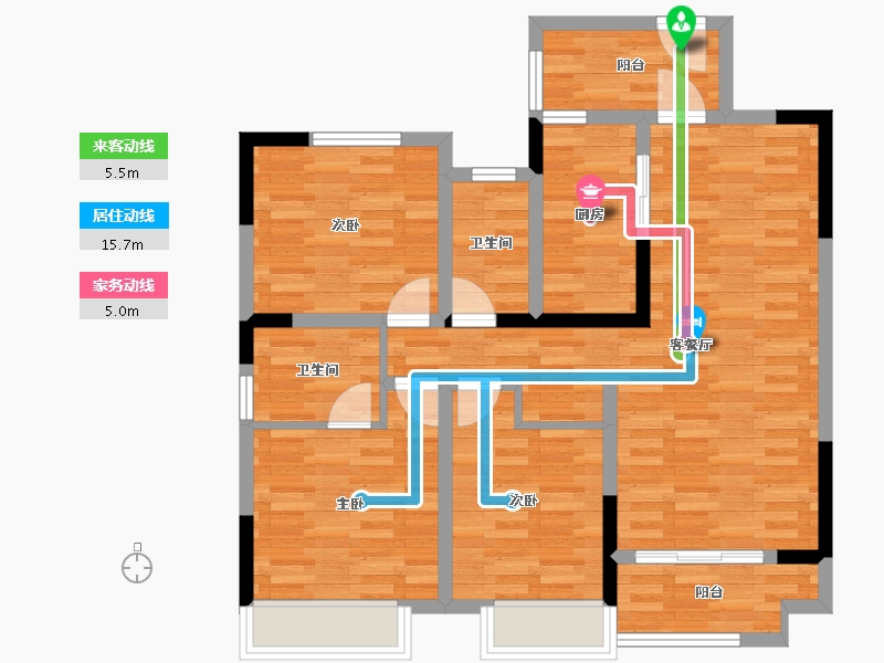 贵州省-遵义市-新蒲家居-86.44-户型库-动静线