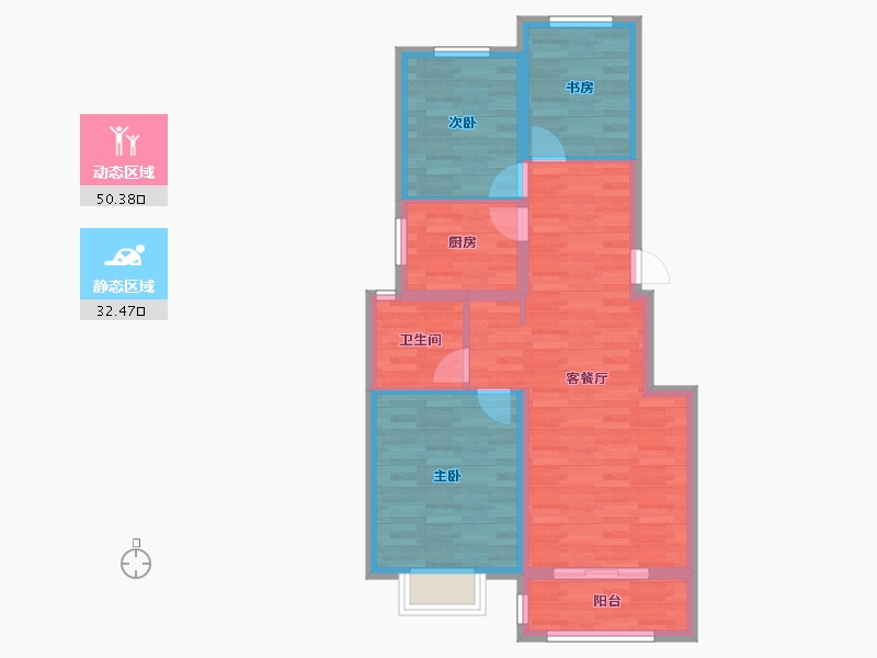 河北省-唐山市-金洋澜湾-73.50-户型库-动静分区