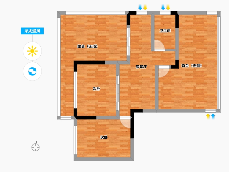 山东省-烟台市-臻悦府-92.64-户型库-采光通风