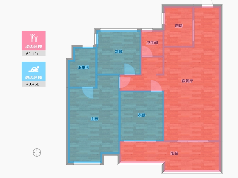 江苏省-南通市-万科城市之光-102.85-户型库-动静分区