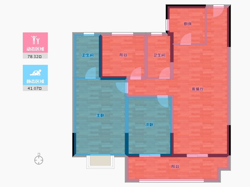 江西省-景德镇市-长虹银湖新都小区-106.76-户型库-动静分区